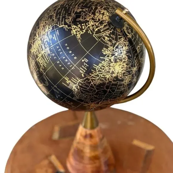 Vintage Style Decorative Globe Black Gold Unisex 16in Mid Century Boho - Picture 2 of 5